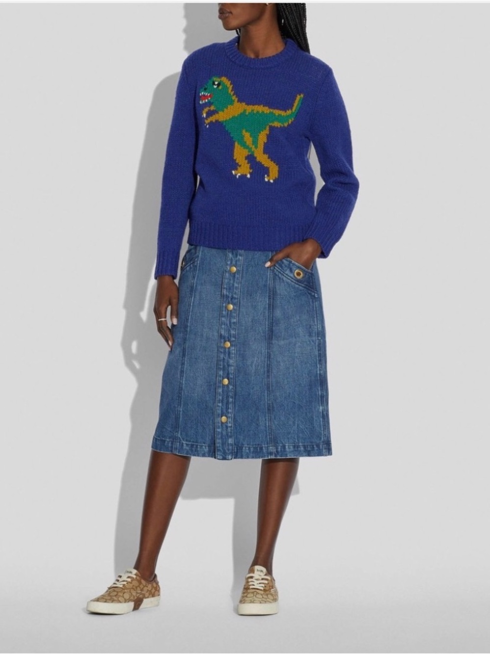 NWT Coach Fall 2021 “Buy Now” Blue Rexy Intarsia Re Edition Sweater